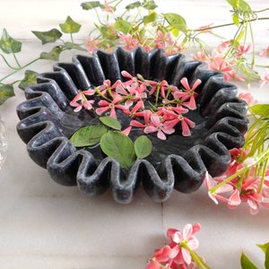 HandCrafted Marble Ruffle Bowl /Antique Scallop Bowl/ Fruit Bowl/ Vintage Ring Dish/ Decorative Flower Bowl/ HouseWarming Wedding Gift image 7