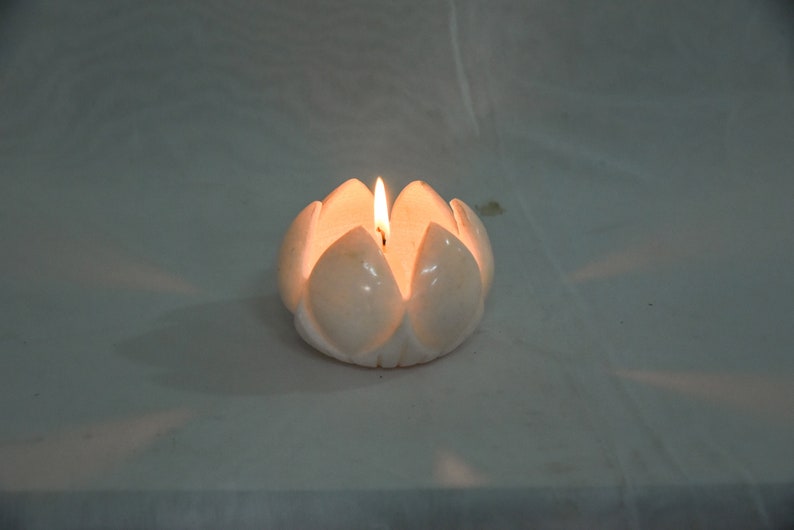 Very Thin Marble Candle Holder Lotus Candle Holder Etsy