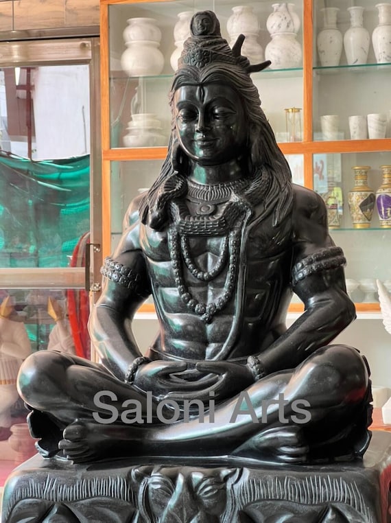 インドシバ神の石像 瞑想するシヴァ神、シヴァ大理石像、美術品、収集品、石像、ヒンドゥー