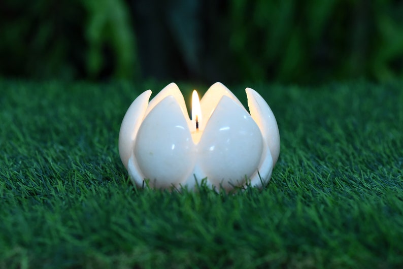 Very Thin Marble Candle Holder Lotus Candle Holder Etsy