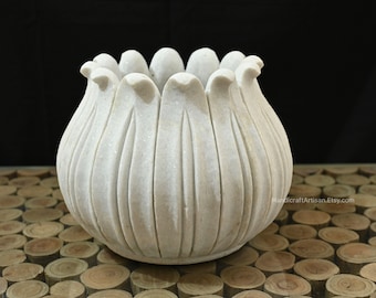 Decorative Planter For Indoor and Outdoor / HandCrafted Marble Planter