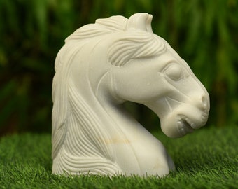 ヴィンテージ 馬の彫刻 リアルな馬の胸像 瑪瑙石彫刻 馬の頭の彫刻