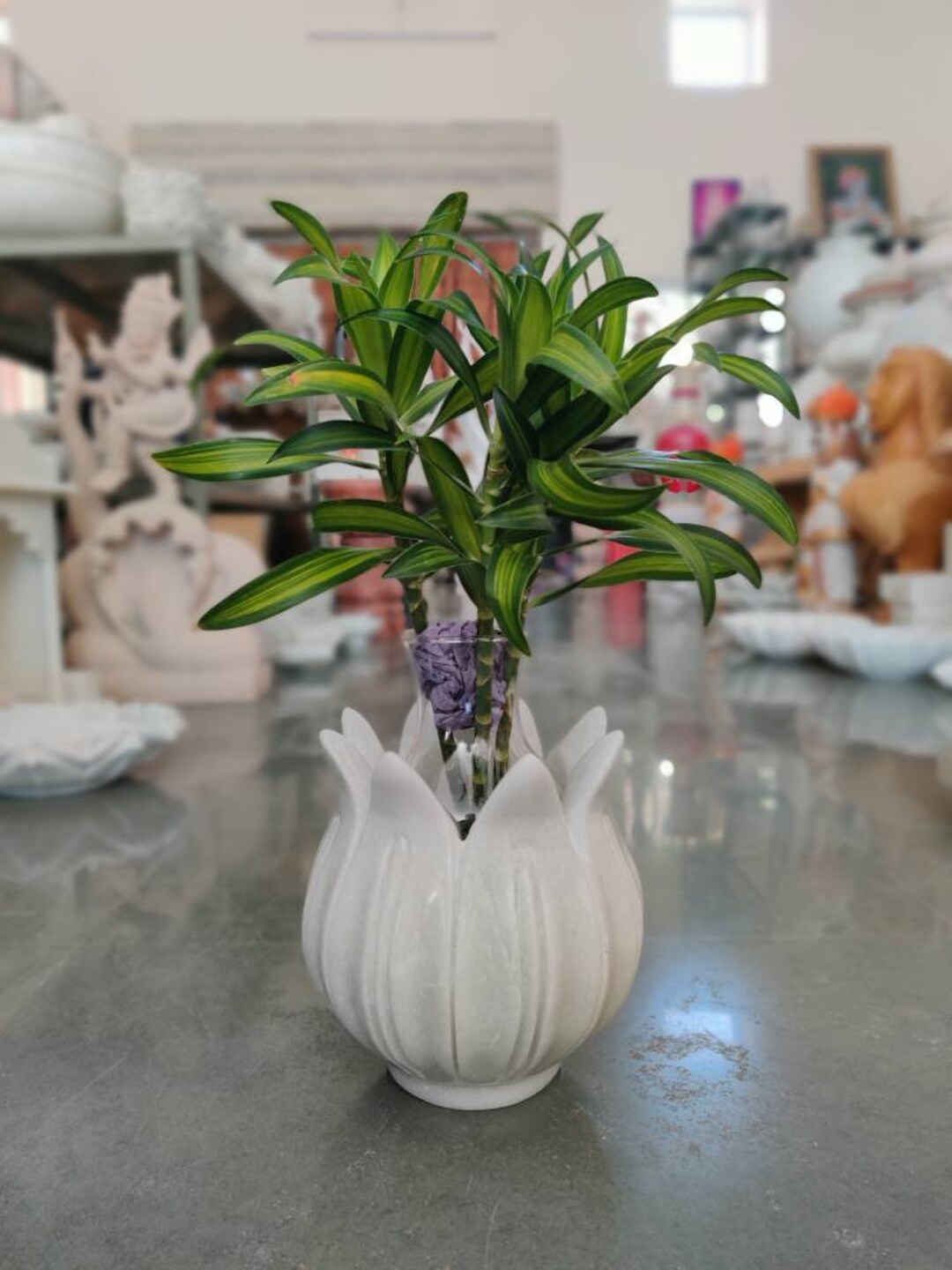 Decorative Marble Flower Pot , Handcrafted Marble Small Tree Pot