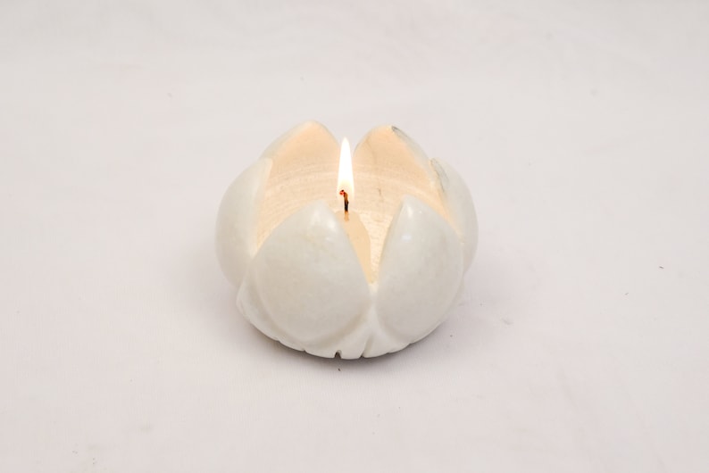 Very Thin Marble Candle Holder Lotus Candle Holder Etsy