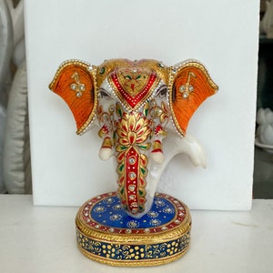 Ganesh marble hand carved statue | art |collectibles | statue natural white marble statue | birthday gift | wedding gift | stone statue
