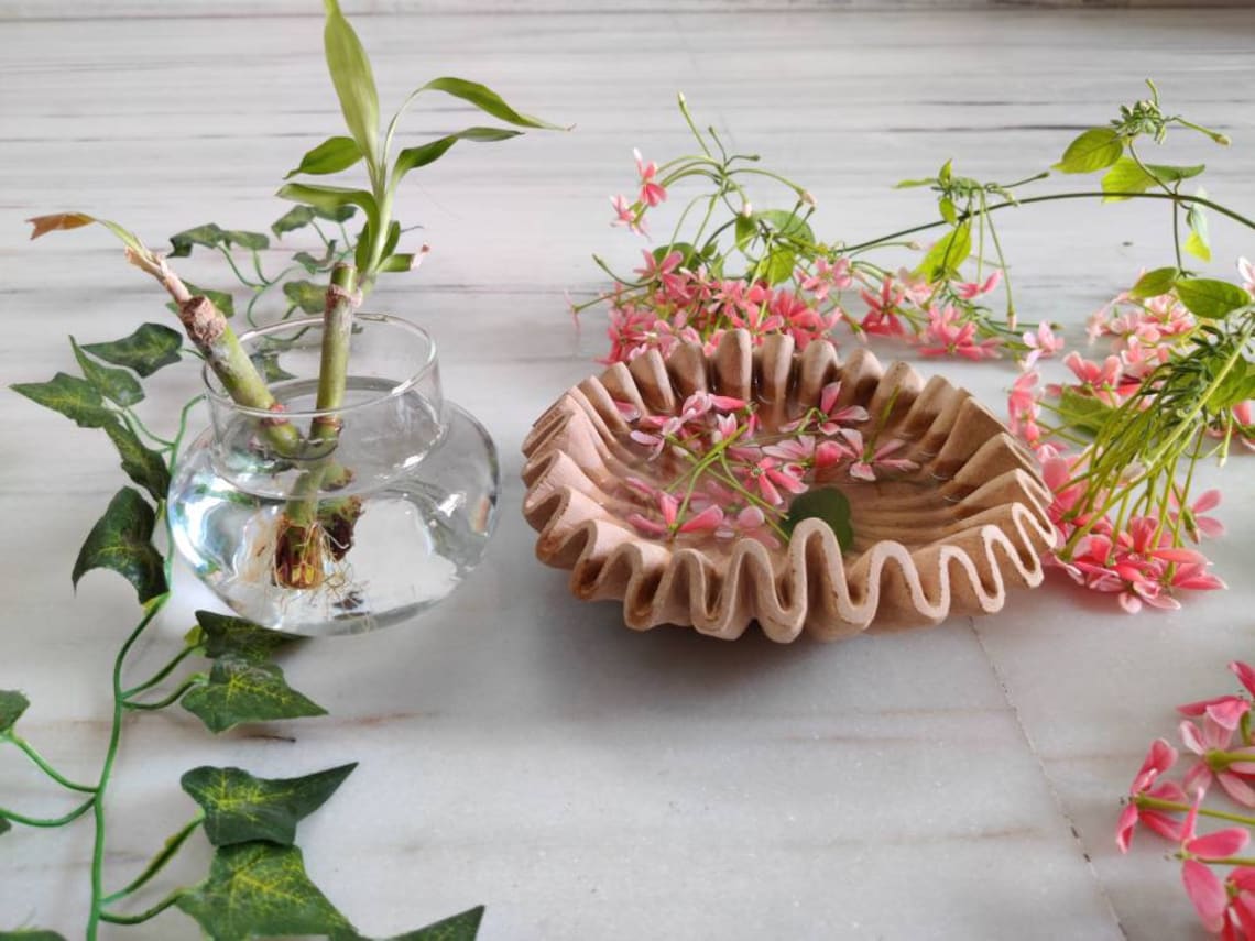 Decorative Marble Flower Bowl Ruffled Marble Bowl Scallop Etsy