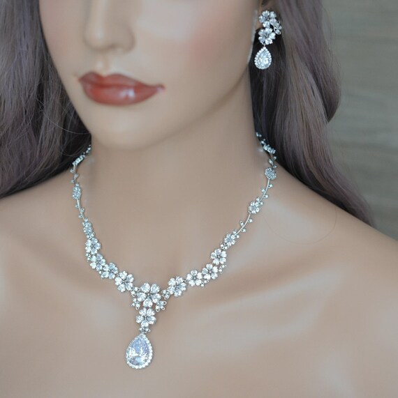 Wedding silver necklace set Clearance