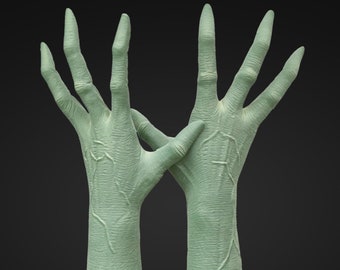 ALIEN HANDS Guantes de látex "Little Green Man" WEARABLE - Hecho a mano - Firmado + Numerado