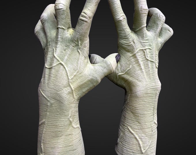 Frankenstein Latex Gloves Adult Green Universal Monsters
