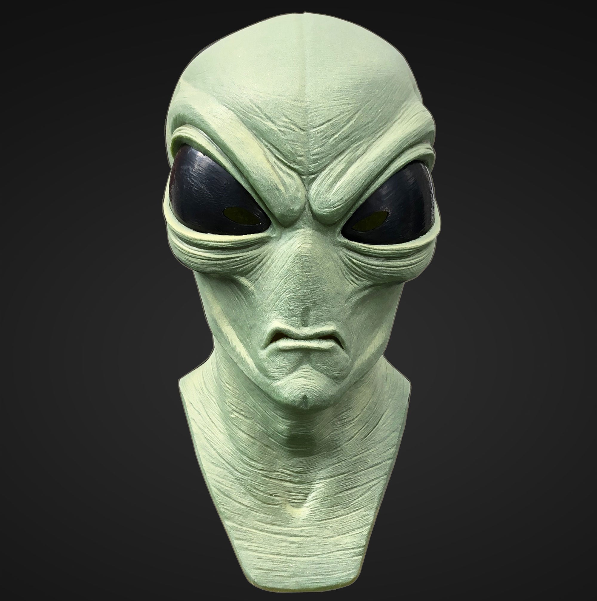 Маска будет мало. Маска латексная "инопланетянин" ms0000022. Зелёная маска пришельца. Маска гуманоида.