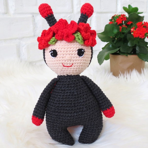 Stuffed Ladybug Cute crochet animal New niece God daughter Christening gift Plush bug doll  baby girl toddlers gift Christmas baby gift