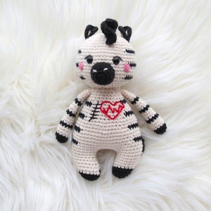 Crochet zebra scar buddy for new boy or girl CHD Awarenwss Stuffed animal Heart warrior Nephew gift plush heartiversary gifts