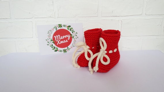1a Navidad Botines Bebe Rojo Crochet Zapatos De Algodon Para Etsy