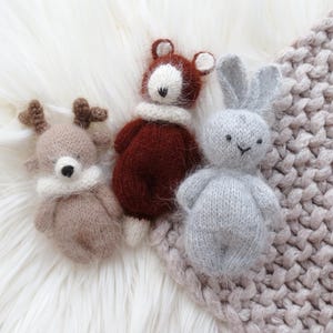 Hand Knit Stuffed Bunny Fox Deer Baby Gift Small Woodland Animal Baby Girl Gift Doll Welcome newborn box New niece gift God daughter gift