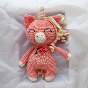 Crochet unicorn Scar Buddy Personalized Heart Warrior Stuffed animal Heart Surgery CHD Awareness toy Easter baby niece Hospital Gift Child
