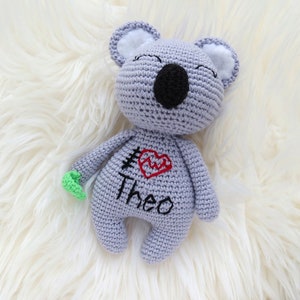 Personalized Scar Buddy Stuffed koala bear, Heart Warrior Crochet animal Awareness toy Heart Surgery CHD defects gift doll