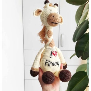 Personalized Scar Buddy Big crochet giraffe CHD Awareness Stuffed animal Heart Warrior After surgery gifts Baby boy or girl gift New niece