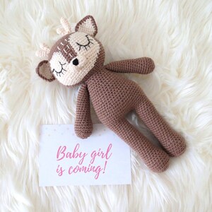 Crochet deer Emotional support animal Stuffed animal for new baby niece Deer Woodland animal Easter gift newborn goddaughter