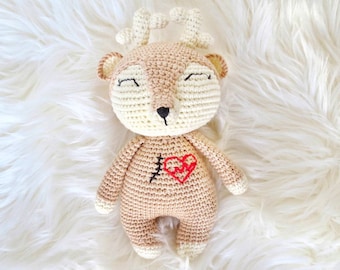 Scar Buddy Personalized Crochet Deer, Heart Warrior Stuffed animal Heart Surgery CHD Awareness toy