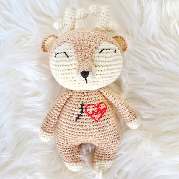 Scar Buddy Personalized Crochet Deer, Heart Warrior Stuffed animal Heart Surgery CHD Awareness toy