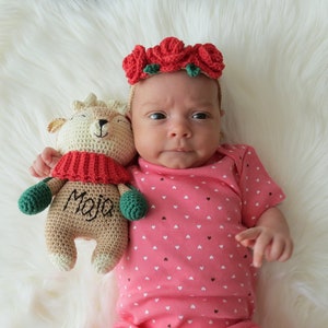 Crochet Reindeer Christmas stuffed animal Personalized gift for baby niece or nephew God child First Christmas
