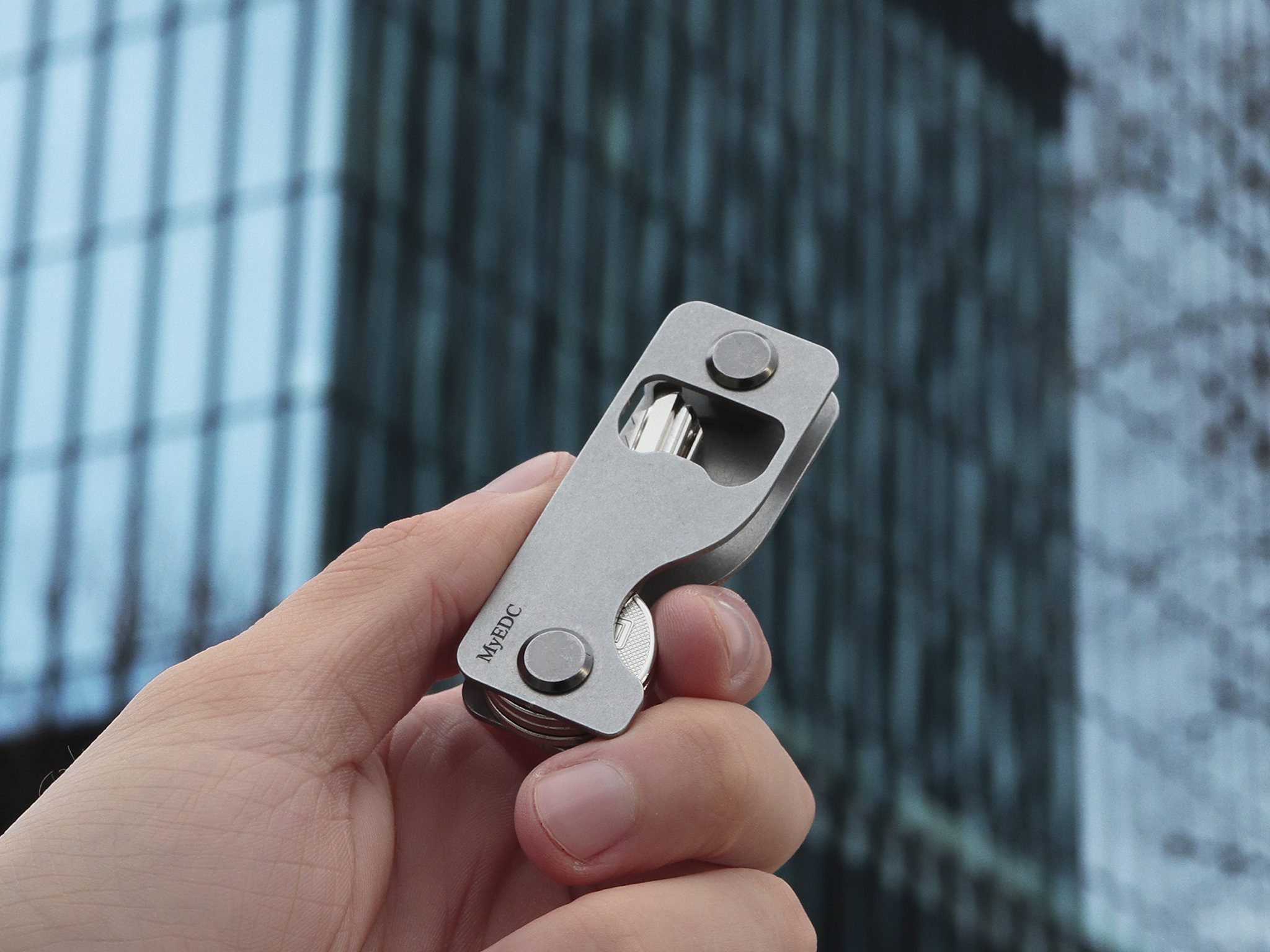 Myedc Small Minimalist Key Organizer With Key Fob Attachment, Stainless
