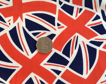 Fat quarter Union Jack printed cotton fabric. Red white and blue fabric for bunting, home crafting, making quilts and much more.