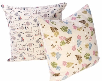 Pair of standard size zipped cushion covers. Handmade in Nottingham. Choice of two lovely fabrics. 17 inch pillow slips.