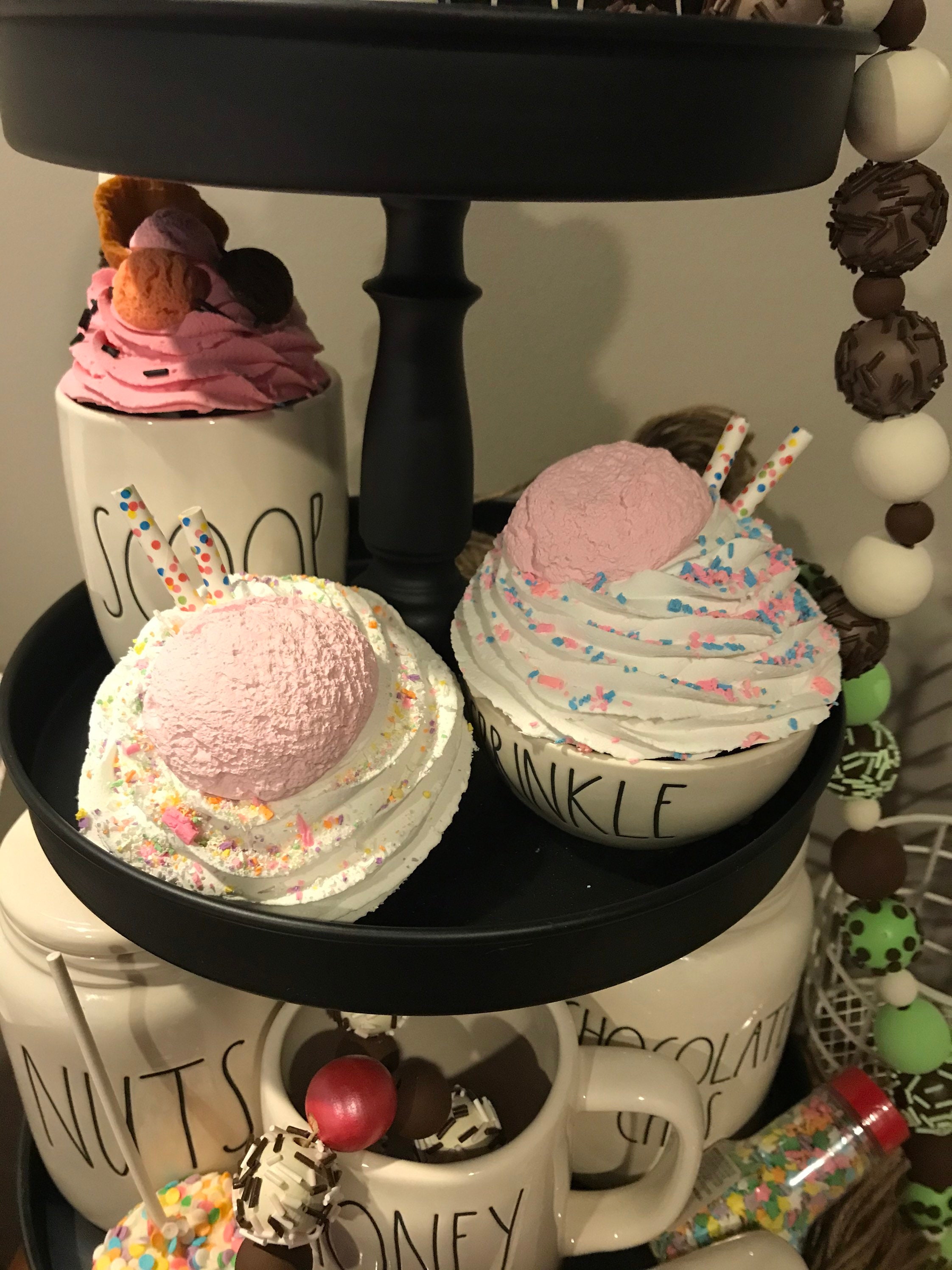 Cotton Candy Confetti Ice Cream Scoops Fake Faux Whipped Cream Etsy