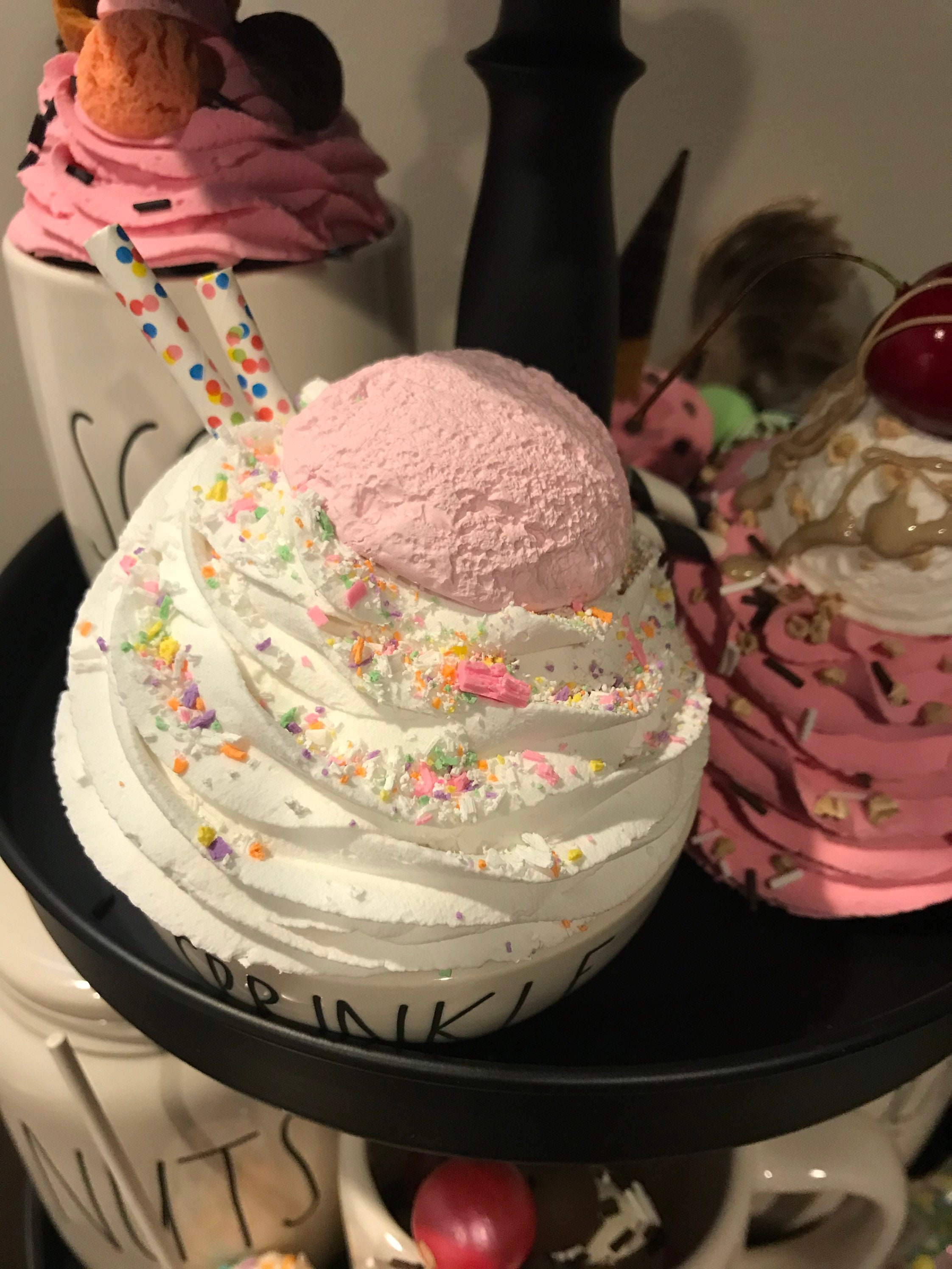 Cotton Candy Confetti Ice Cream Scoops Fake Faux Whipped Cream Etsy