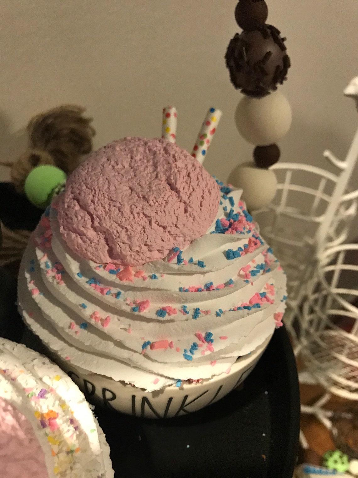 Cotton Candy Confetti Ice Cream Scoops Fake Faux Whipped Cream Etsy