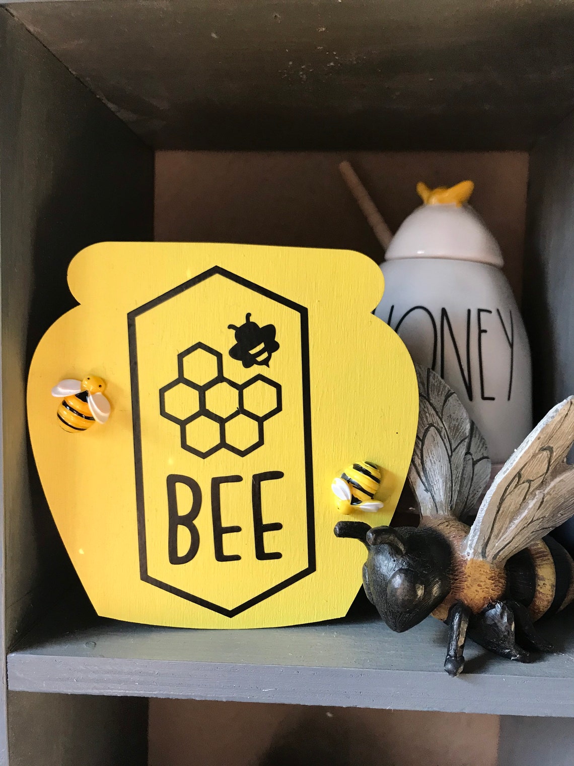 Bee Hive Wooden Signrae Dunn Accent Home Tiered Tray Decor Etsy