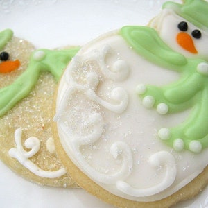 Frosty Snowman Sugar Cookies Holiday Iced Christmas Cookies Frosty Decorated Cookies