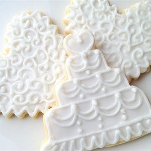 Wedding Sugar Cookies Bridal Shower Heart Cookies Wedding Cake Cookie Favors