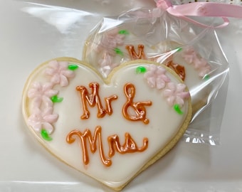 Mr. & Mrs. Bridal Shower Cookies Wedding Decorated Sugar Cookies