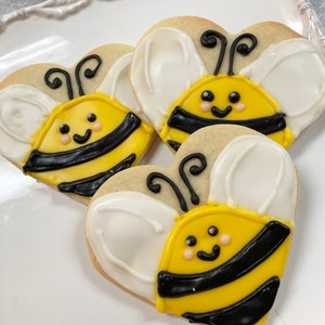 Bumble Bee Sugar Cookies Iced Bee Cookies Decorated Bug Theme Sugar Cookies Party Favors