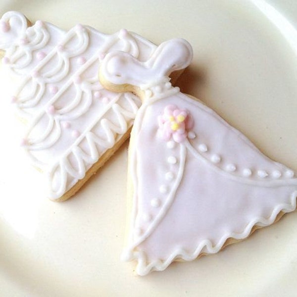 Wedding Dress Iced Sugar Cookies Wedding Favor Cookies Wedding Cake Favors Bridal Shower Cookie Favor