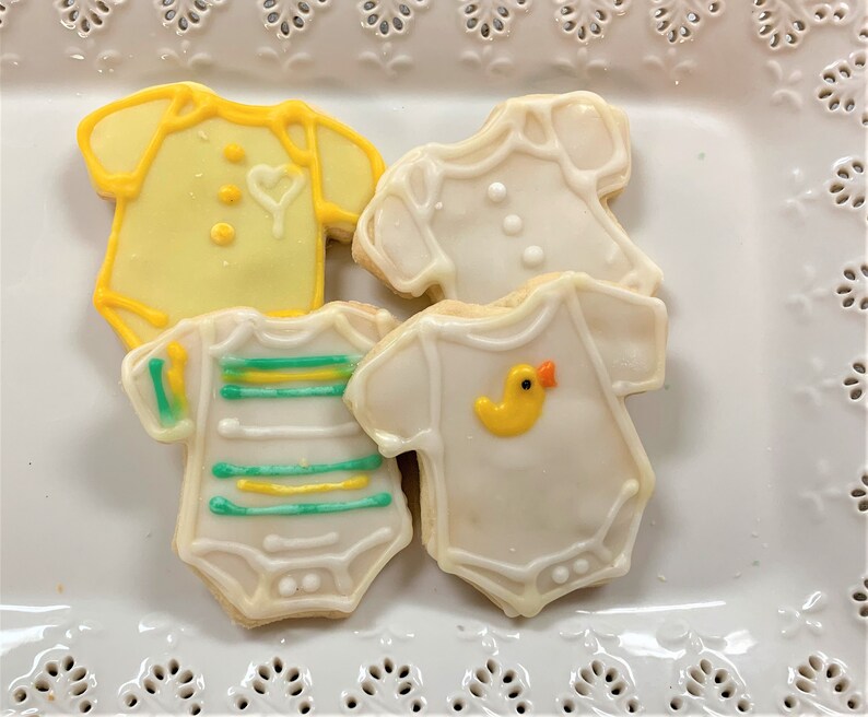 Baby Onesie Sugar Cookies Iced Baby Shower Cookie Favor Gender Etsy