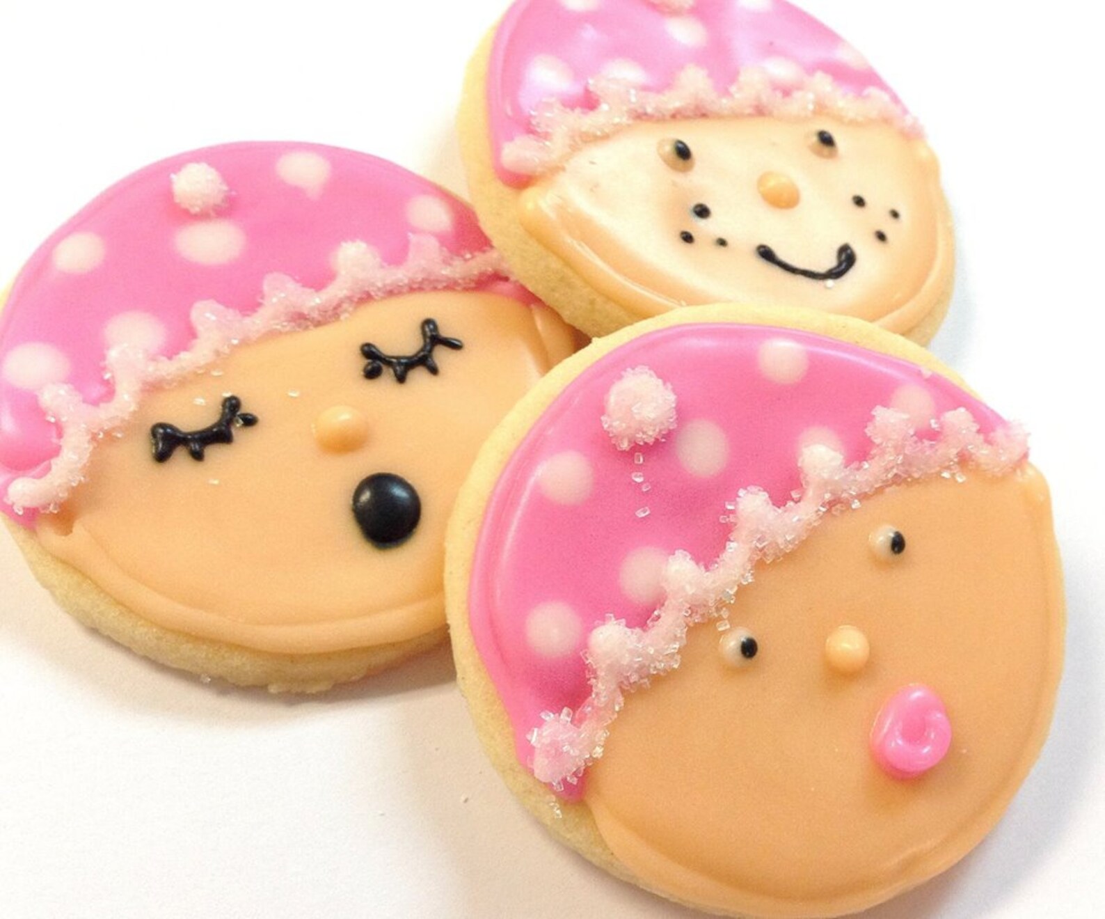 Baby Shower Sugar Cookies Iced Baby Face Cookies Baby Shower Etsy