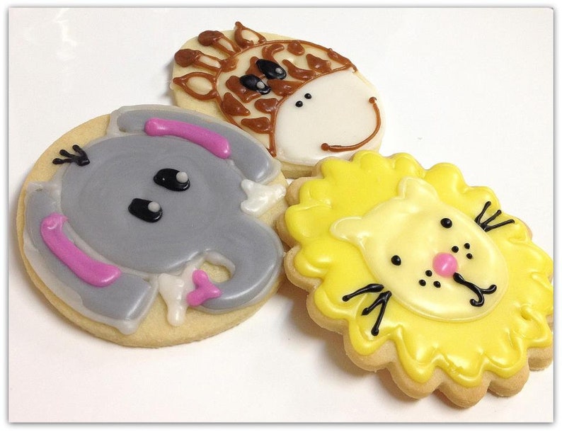 Zoo Animal Sugar Cookies Iced Animal Sugar Cookies Decorated Etsy