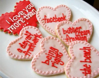 Valentine Sugar Cookies Conversation Heart Cookies Iced Cookies Valentine Gift