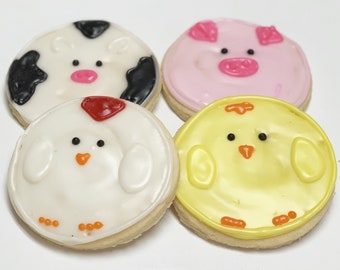 Farm Animal Cookies Iced Animal Sugar Cookies Barnyard Animals First Birthday Favor