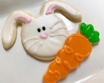 Easter Cookies Bunny and Carrot Decorated Sugar Cookies Easter Basket Filler