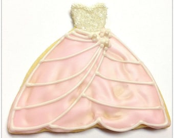 Pink Dress Sugar Cookies Iced Decorated Wedding Dress Favors Bridal Shower Favors