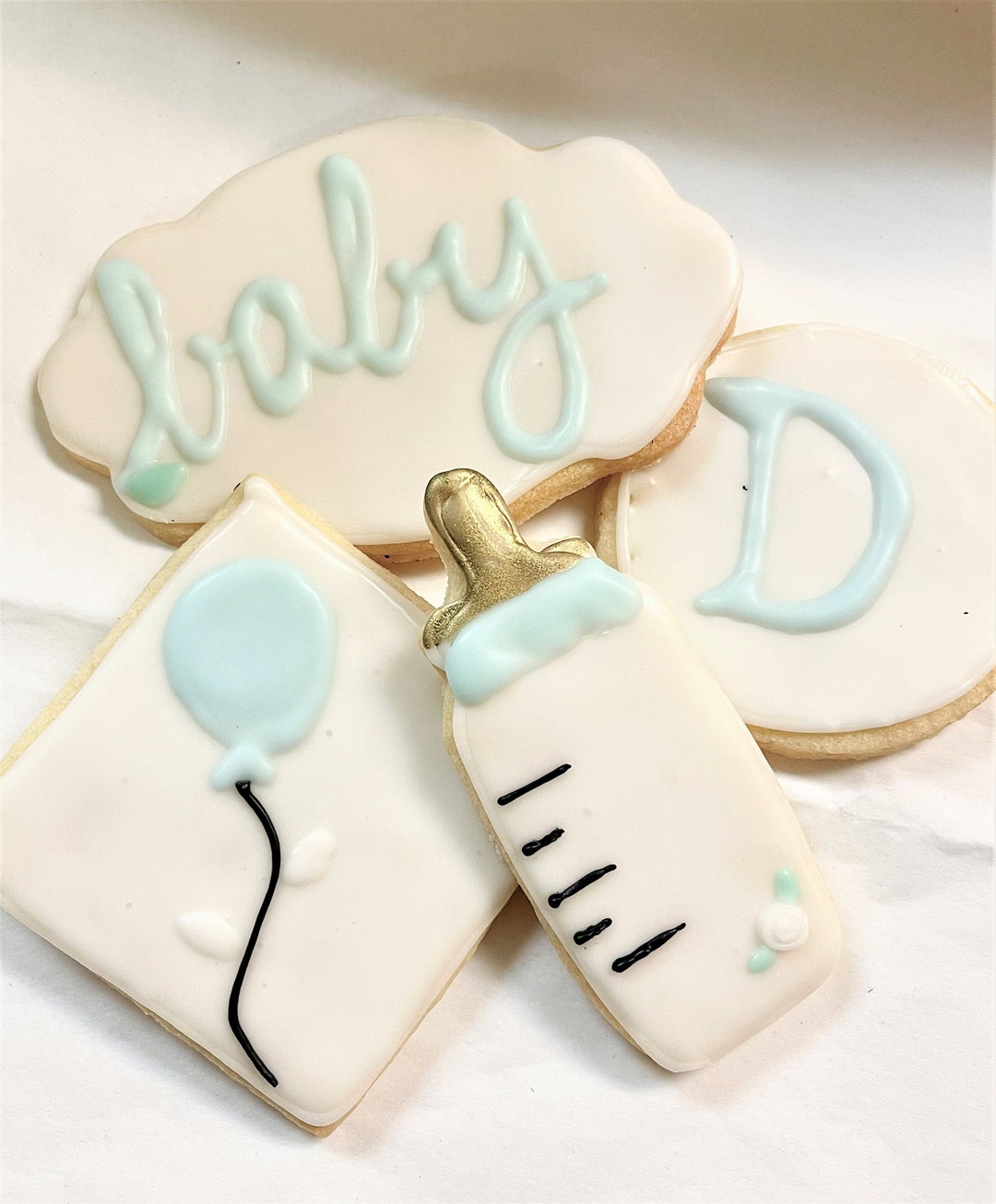 Sugar Cookies Boy Baby Shower Favor Baby Bottle Monogram Balloons Etsy
