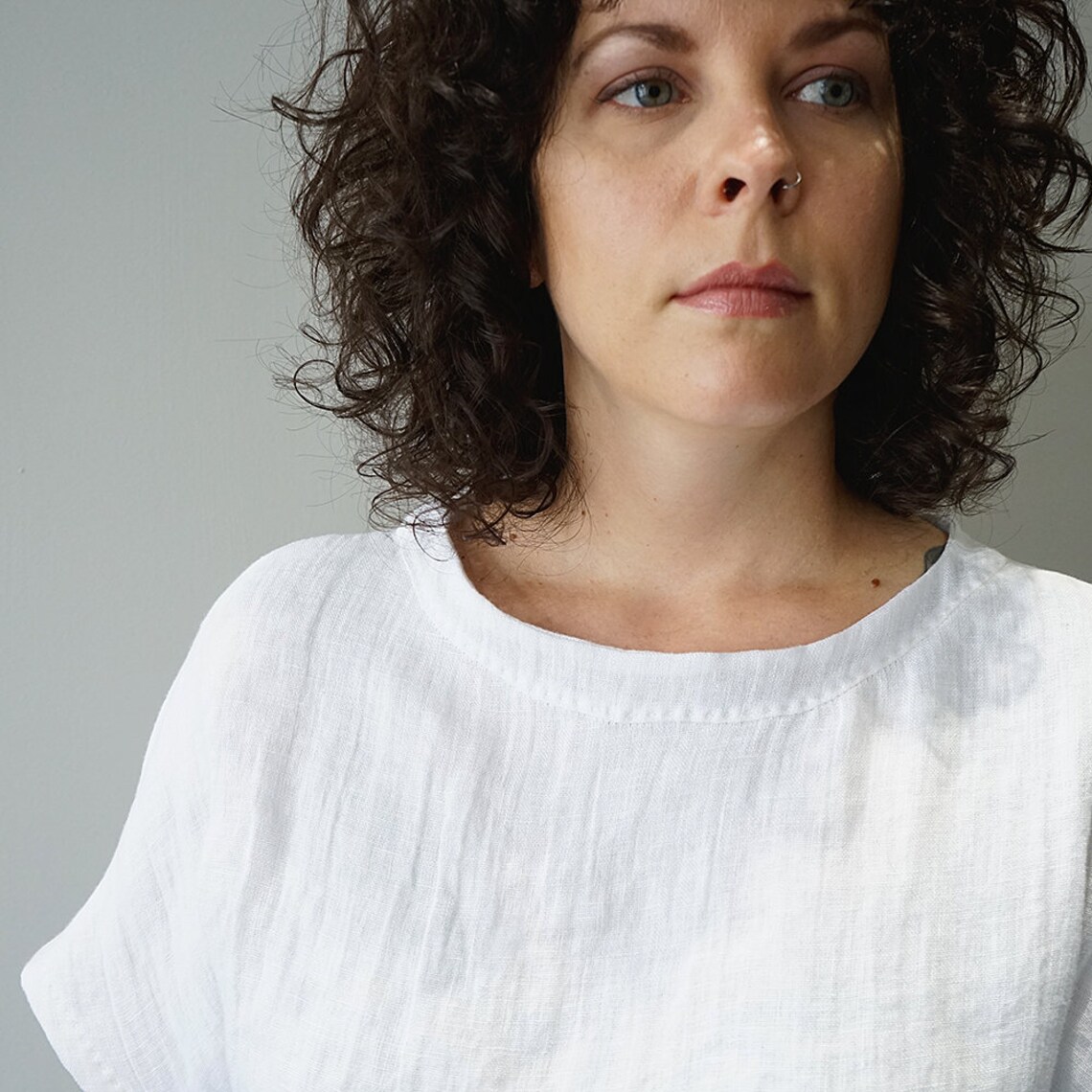 White Linen Top Etsy