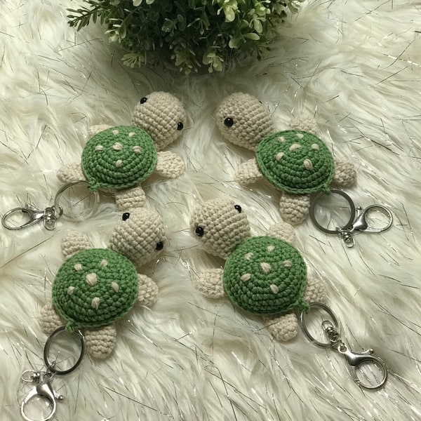 KEYCHAIN / Handmade Crochet Turtle Baby Shower Favor / Birthday Favor| Gift Bag & Tag - READY to Give