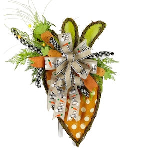 Front Door wreath, Easter Wreath, twig carrot, Carrot Door Decor,  Best Seller Carrot Wreath,  Easter Carrot Wreath, polkadot carrot.