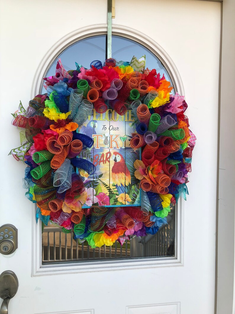 Welcome Wreath Summertime Tropical Front Door Image 0