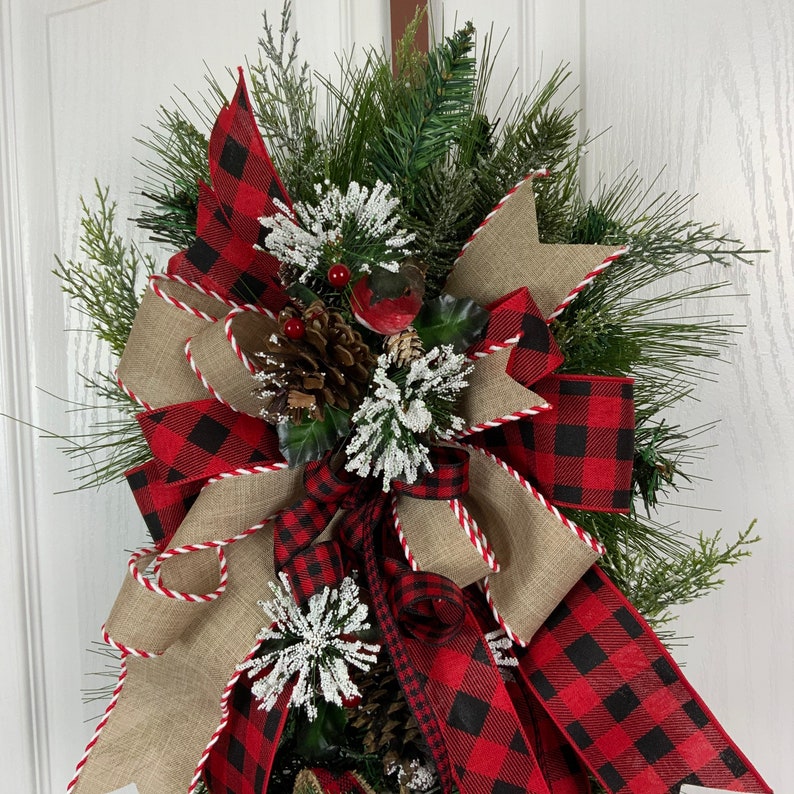 Buffalo Plaid Front Door Swag for Your Holiday Decor Rustic - Etsy